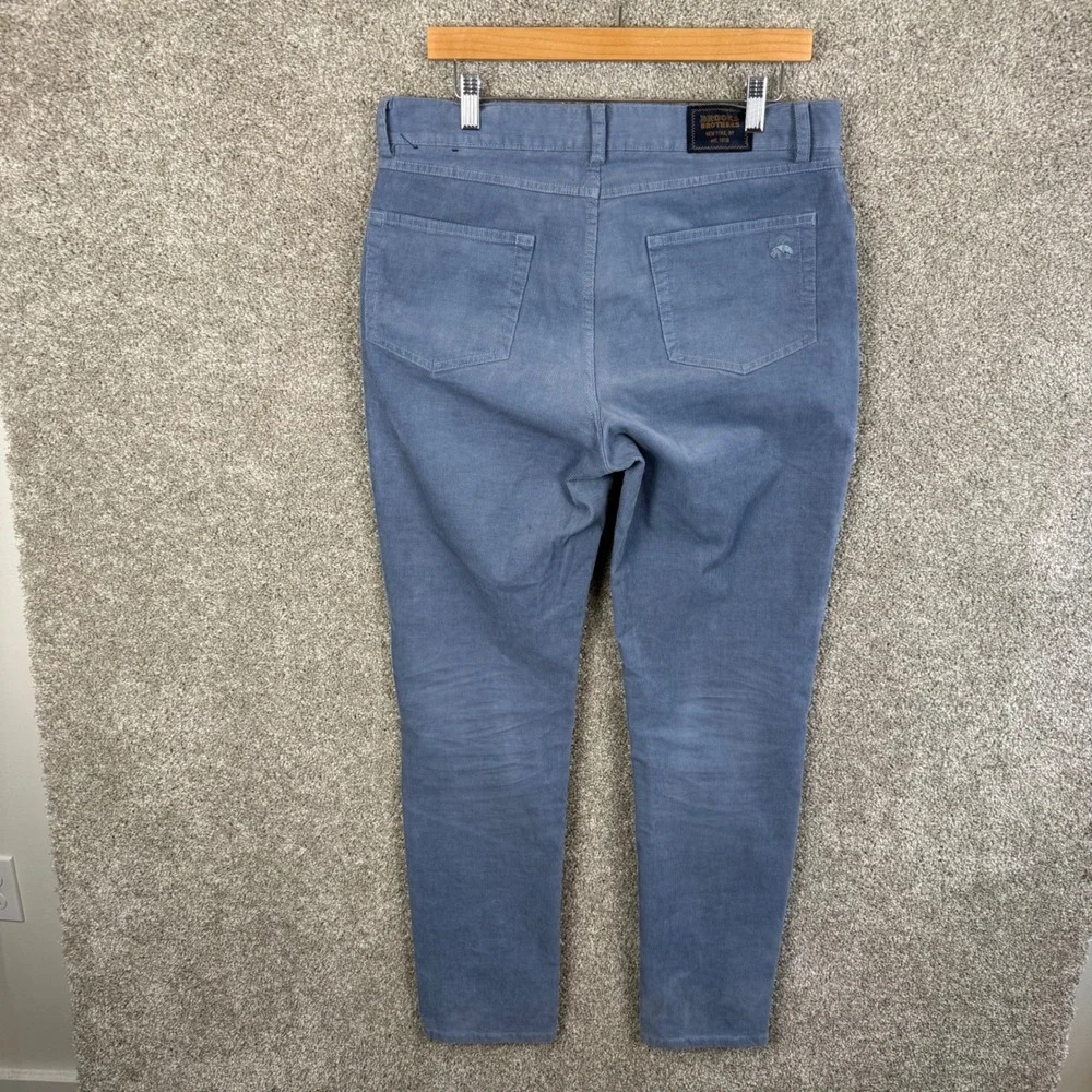 Brooks Brothers Slim Fit Blue Grey Corduroy Pants Mens 33x32 Stretch‎ 5-Pocket